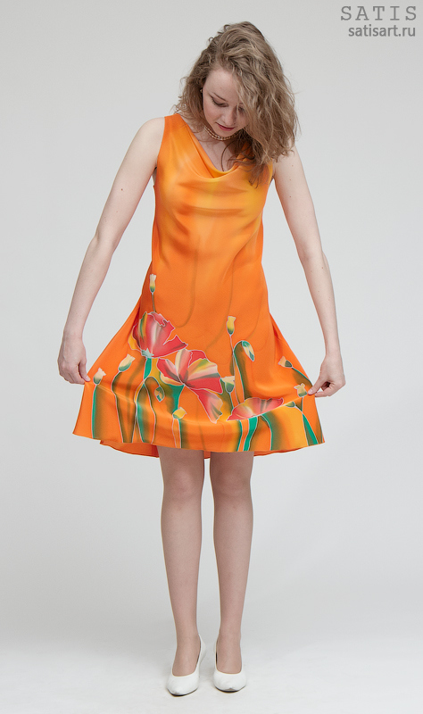 Платье летнее шелковое Оранжевое настроение 
